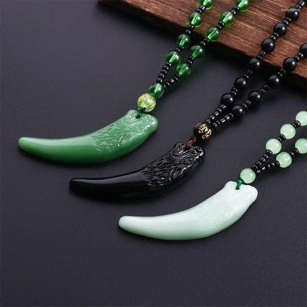 Colliers pendants Tempérament Couple Imitation Jade Small Perle Niche Design Bijoux de style chinois Collier Men Girl