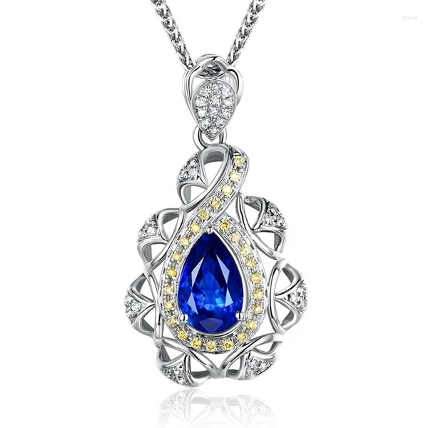 Pendentif Colliers Tempérament En Forme De Goutte Imitation Saphir Zircon Pour Femmes Mode Évider Classique Bijoux Cadeaux