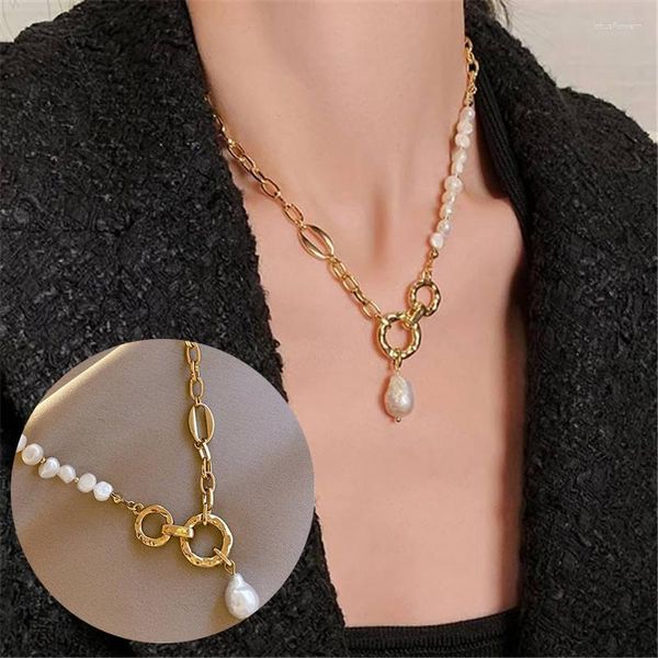 Collares pendientes Temperamento Collar de perlas naturales Luz Lujo Barroco Viento Europa y Estados Unidos