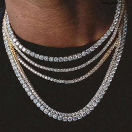 Colliers pendants tenis rantai kalung aaaaa zirkon putih emas diisi pesta pernikahan Chocker untuk wanita pria Trendi hiphop perhiasan hadiah 230425