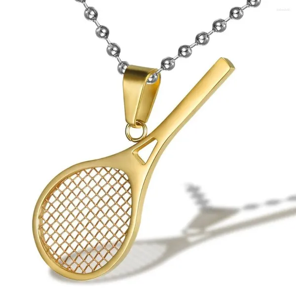 Colliers pendants Forme de raquette de tennis pour hommes titane en acier inoxydable à la mode