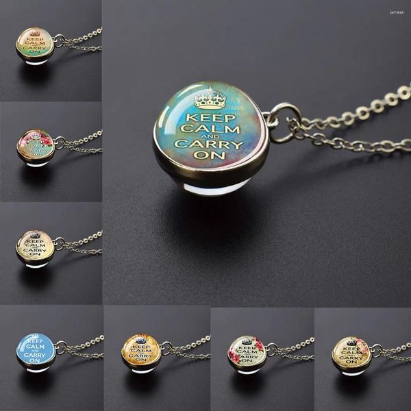 Colliers pendentif collier texte rester calme mots double face verre rappelle toujours aux amis des cadeaux