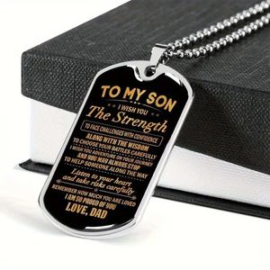 Colliers pendants texte Imprimé chien Tag Collier en acier inoxydable Anniversaire Graduation Party Birthday Gift de papa à fils