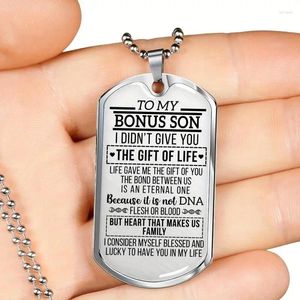 Colliers de pendentif texte Imprimé chien étiquette de collier en acier inoxydable Anniversaire Graduation Party Birthday Gift to Bonus Son