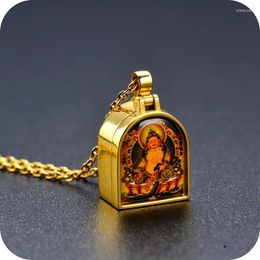 Collares colgantes Thangka Zajilam Gawu Box se puede abrir con patrones cambiantes Joyas Unisex Pendants Nacionalidad de minorías China-Chic