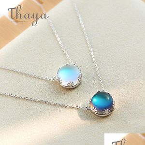 Colliers pendants Thaya 55cm Collier Aurora Halo Crystal Gemstone S925 Sier Scale Light for Women Elegant Jewelry Gift Q0531 Drop d dhnth