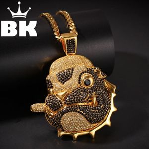 Hanger kettingen de blingking custom een ​​sanddog met pijp in zijn mond ketting hiphop vol ijskoud kubieke zirkonia gouden stukje cz steen