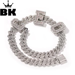 Hanger Kettingen DE BLING KONING CZ Kubieke Zirconia Aangepaste Naam Ketting Voor Mannen Goth DIY Baguette Letters Choker 13mm 2Row Cubaanse Ketting 16 18inch 230807