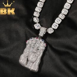 Collares colgantes The Bling King Enorme collar religioso de Jesús Full Iced Out Cubic Zirconia Charm Tenis Moda Hiphop Joyería 231216