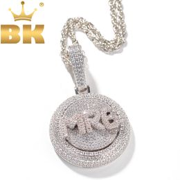 Hanger Kettingen De Bling King Gepersonaliseerde Bubble Beginletter Draaibare Ketting Volledige CZ Custom Spinning Hiphop Sieraden 230606