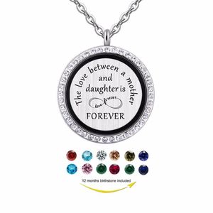 Pendentif Colliers L'amour Entre Une Maman Et Sa Fille Est Pour Toujours 30mm Magnétique Flottant Médaillon Cadeau Pierres De Naissance Charme Collier BijouxPendan