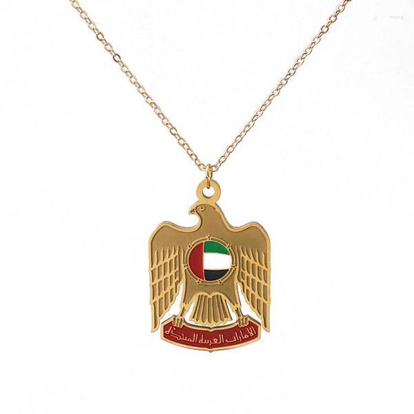 Pendentif Colliers Les Emirats Arabes Unis Drapeau Collier En Acier Inoxydable De Mode Pays Carte Pour Femme Homme Bijoux