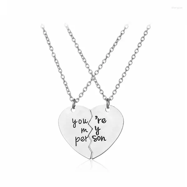 Pendentif Colliers Le 'Vous êtes ma personne' Collier de coeur de couture Style de mode Grey's Anatomy Couple Love Lady Cadeau en gros