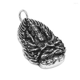 Pendentif Colliers Mille Mains Guanyin Bouddha En Acier Inoxydable Collier Éléphant Amulette Chanceux Zen Bouddhisme Hommes 590B