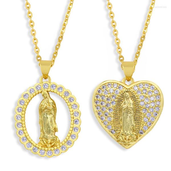 Collares colgantes tibetanos Amitabha budista Color oro blanco CZ Zircon amor corazón collar para pareja o amigos regalo de joyería Unisex