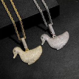 Pendentif Colliers Marée Chine Mignon Canard 3 Couleurs Forme Glacé Bling Collier Mirco Pave Prong Réglage De Mode Hip Hop Bijoux BP216