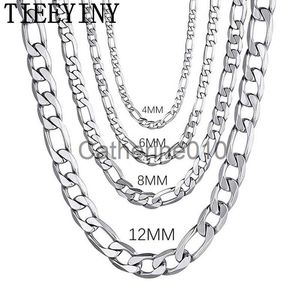 Colliers pendants Tieeyiny Men's 925 Sterlsilver 4 mm / 6 mm / 8 mm / 12 mm Collier de chaîne Figaro 16-30 pouces Collier haut de gamme bijoux J230817