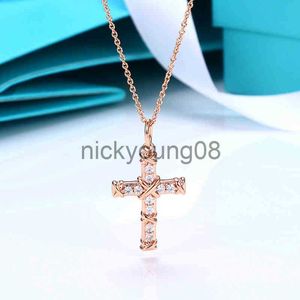 Colliers pendentifs TIF Original Croix Diamant Pendentif Collier S925 Argent Sterling Wimen Collier Lumière Luxe Design Collier Haut De Gamme Saint Valentin Anniversaire Gi