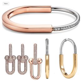 Hanger kettingen Tiff armband voor vrouwen afgestudeerd link sterling zilver 1 1 klassiek 18k Rose goud dubbele rij scharnierend hard 230921