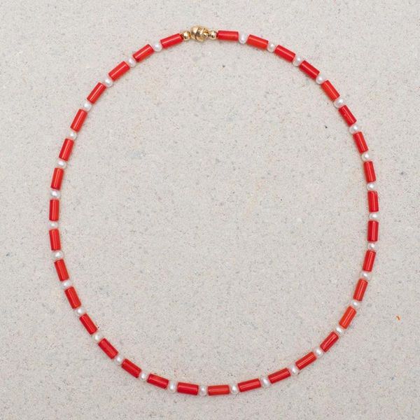 Pendentif Colliers Tim Femmes Cadeau À La Mode Bizuteria Choker Vêtements Accessoires Rouge Bambou Corail Exquis Perlé Simple Collier OL Bijoux