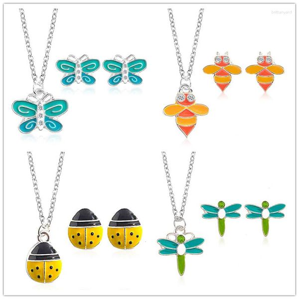 Pendentif Colliers Timlee N015 Originalité Bel Animal Coccinella Septempunctata Papillon Abeille Libellule Collier Ensemble En Gros