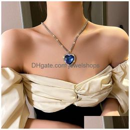 Pendentif Colliers Titanic Heart Of Ocean Blue Love Collier Drop Livraison Bijoux Pendentifs Dh4T7