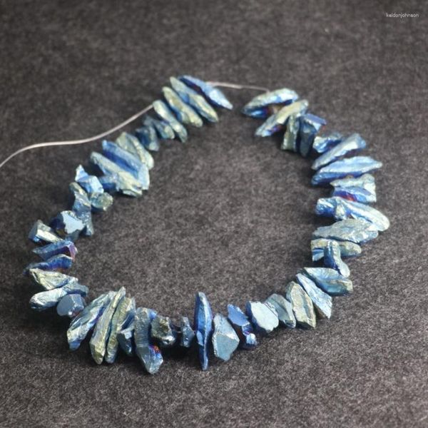 Collares pendientes titanio azul cristal punto mujeres gema piedra cuarzo Reiki curación Chakra joyería perforado semiprecioso accesorio