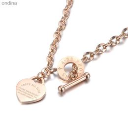 Pendentif Colliers Titane acier inoxydable coeur pendentif à breloque colliers bijoux classique amour Bible proverbes 4 23 o-chaîne collier YQ240124