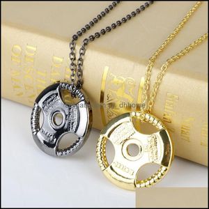 Pendentif Colliers Titane Acier Inoxydable Fitness Gym Collier Poids Plaque Haltère Haltère Haltérophilie Musculation Cro Yydhhome Dh5Nd