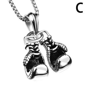 Colliers pendentifs Titane acier alliage Mini gant de boxe collier couleur or paire pendentif chaîne pour hommes garçons charme mode sport Fitness bijoux 240330