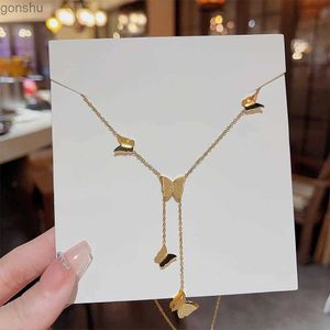 Collares colgantes Collar de mariposa de oro de acero titanio adecuado para joyas de moda para mujeres y collares de alta calidadwx