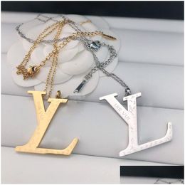 Colliers de pendentif Collier de lettre en acier titane Gold Women Men Men Special Chaîne pour cadeau Drop Livraison Jewelry Pendants DHV12