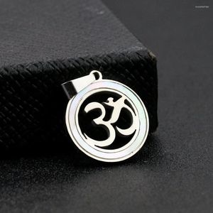 Hanger kettingen titanium staal om zilveren kleur holle heilige sanskriet mantra charmes boeddhisme amulet ketting vrouw vrouwelijke kraag sieraden