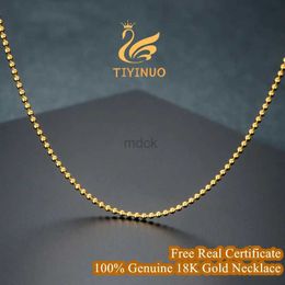 Colliers pendants Tiyinuo Authentic AU750 Real 18K Gold Beads Chain Collier pour femme Fine bijoux exquis Gift d'anniversaire exquis Livraison gratuite 240419