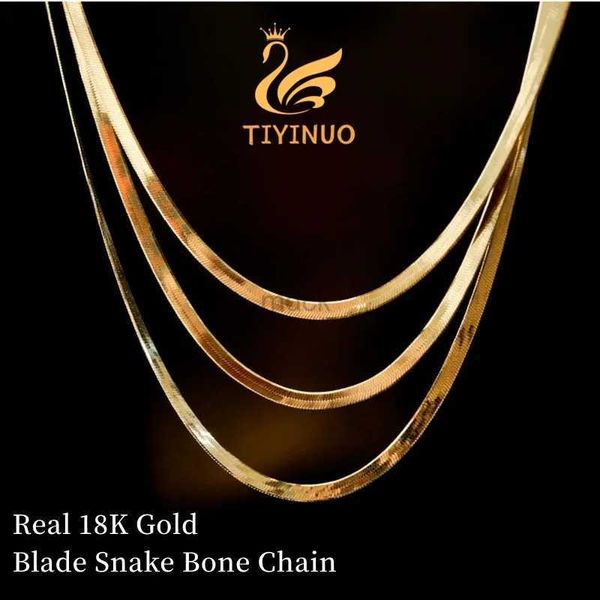 Colliers pendants Tiyinuo Real 18K Gold AU750 Snake Bone Blade Chain Bracelet Collier pour femme Fine Bijoux Fashion Trendy Présente Gift Dilate 240419