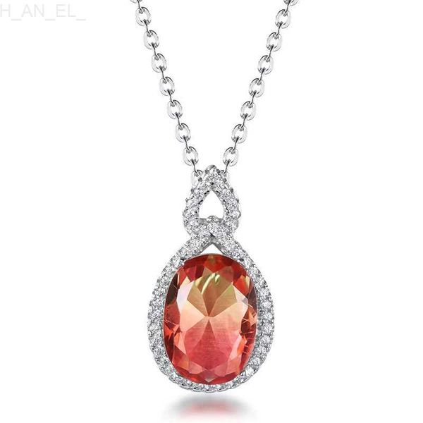 TKJ mode Tourmaline pendentif collier femmes pierres précieuses cubique zircone S925 en argent Sterling Unique bijoux de mariage cadeauC24326