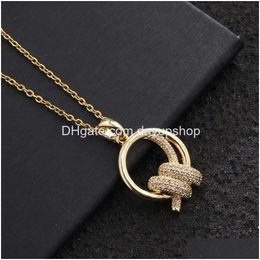 Pendentif Colliers Tlris Amily T Knot Valley Malade Même CollierTwisted Corde Avec Diamant Pendentif Collier Pour Femmes Lumière De Luxe Tit Dhzj9