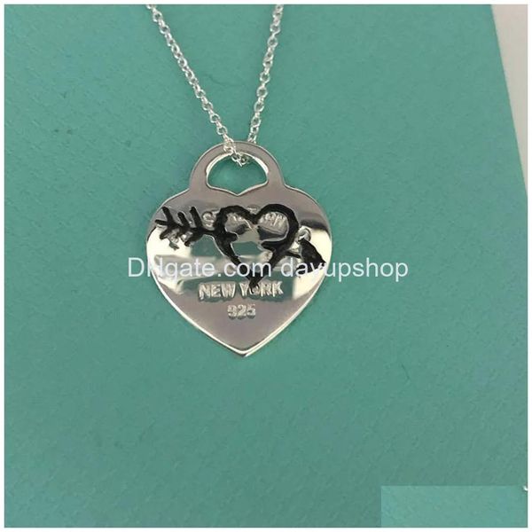 Pendentif Colliers Tlris Ecklace T S Sterling Sier Love Brand Collier Brillant Grand Tempérament Simple Rose Lighing Modèle Pendentif Dro Dhqnv