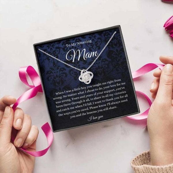 Collares colgantes para mi amante collar de mamá con joyas de moda de tarjetas para mujeres trébol de cuatro hojas Eternal Heart Birthday Gift Día de las madres