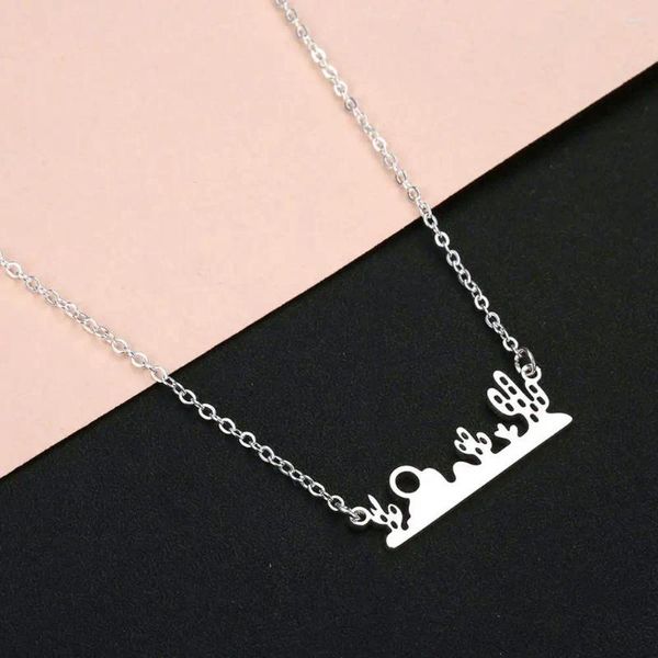 Pendentif Colliers Todorova Désert Paysage Collier Pour Femmes Filles En Acier Inoxydable Ras Du Cou Cactus Arbre Punk À L'extérieur Des Callors De Voyage