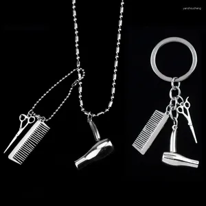 Colliers pendentifs outils sèche-cheveux/ciseaux/peigne pendentifs Collier pour hommes femmes salon de coiffure commode présent Collier bijoux créatifs