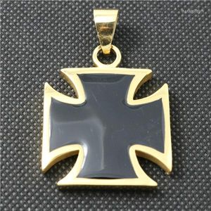 Colliers pendentifs Croix de qualité supérieure en acier inoxydable 316L Cool Black Golden Jesus