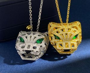 Colliers pendants de qualité supérieure en argent or couleur micro-cristal pierre bossy green œil 3D Collier léopard pour hommes femmes longue chaîne J5180147