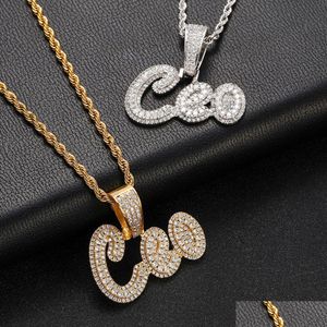 Collares pendientes Topbling Hip Hop Custom 26 Letras Nombre Collar 18K Real Gold Plated Jewelry Drop Delivery Colgantes Dh2Oy
