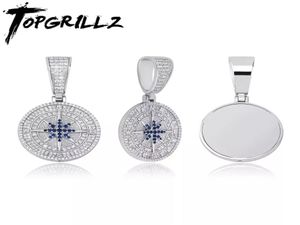 Hanger Kettingen TOPGRILLZ Hip Hop Kompas Hanger Iced Out Zirkonia Met Tennisketting Mode-sieraden Cadeau Voor Mannen Vrouwen 24313058