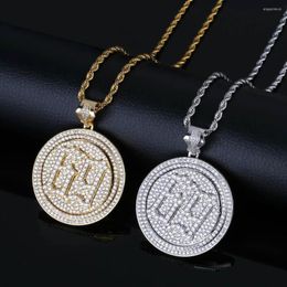 Collares pendientes TOPGRILLZ Spinner Saw Letters Collar Hombres Iced Out Cubic Zircon Chains Hip Hop / Punk Gold Silver Color Charms Jewelry