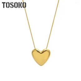 Collares colgantes TOSOKO Joyería de acero inoxidable Cadena de hueso de serpiente Collar de amor exagerado Mujer Hip Hop Clavícula BSP1116