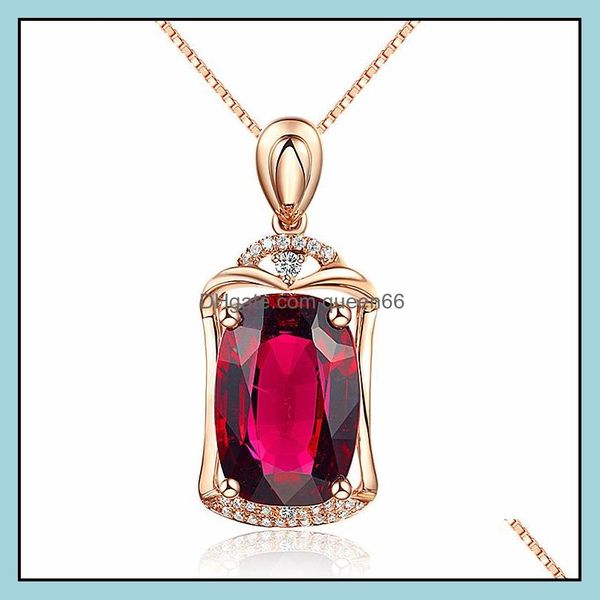 Pendentif Colliers Tourmaline Ruby Collier Tempérament Tendance Big Naked Stone Rose Gold Sier Drop Livraison Bijoux Pendentifs Dhams