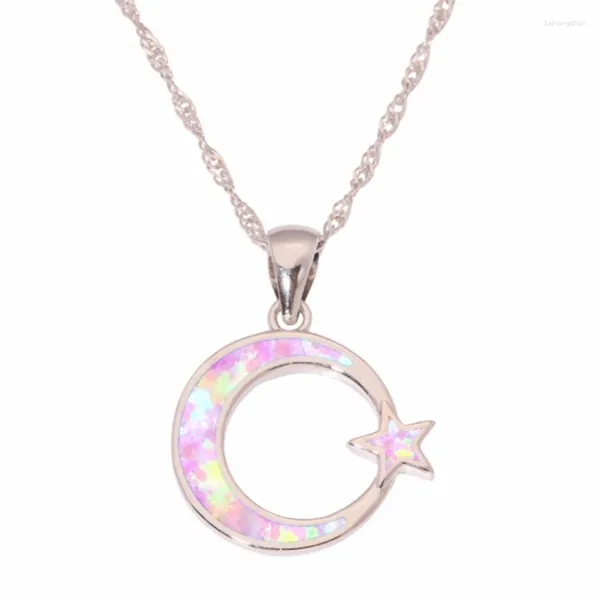 Colliers de pendentif transférer un cadeau chanceux Lune plaquée argentée et Collier de chaîne de liaison étoile 4 couleurs bijoux opale opale