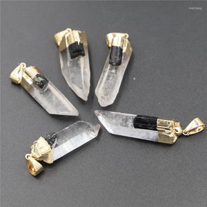Hanger kettingen transparante kristallen pilaar zwarte toermalijn aura ketting voor damesjuwelen maken natuurlijke edelstenen chakra steen